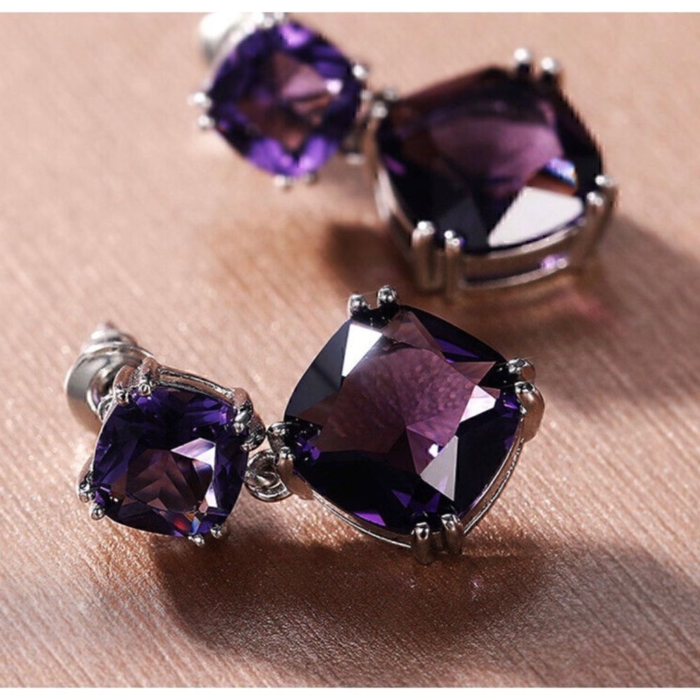 💜 New sparkling purple crystal earrings 💜 - Picture 2 of 6